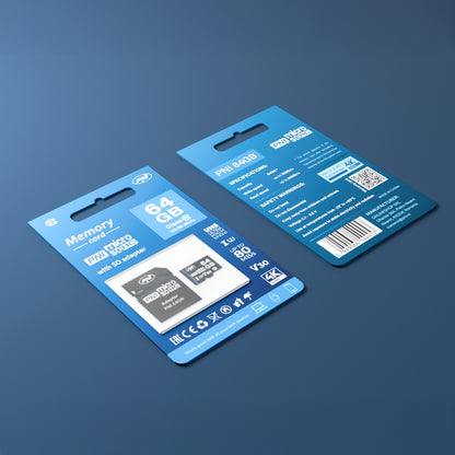 Card de memorie MicroSD PNI 64GB cu adaptor SD Clasa 10, 80 Mb/s, V30