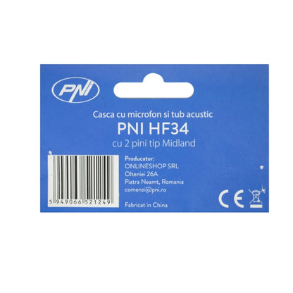 Casca cu microfon si tub acustic PNI HF34 cu 2 pini mufa PNI-M pentru PNI HP 62