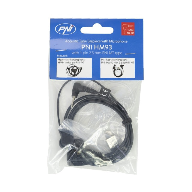 Casca cu microfon si tub acustic PNI HM93, cu 1 pin 2.5mm PNI-MT, negru