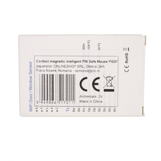 Contact magnetic inteligent PNI Safe House PG07 pentru monitorizare usi si ferestre prin internet, compatibil cu aplicatia Tuya, stand alone sau asociat la sistemul de alarma PNI PG600, PNI HS650 si H