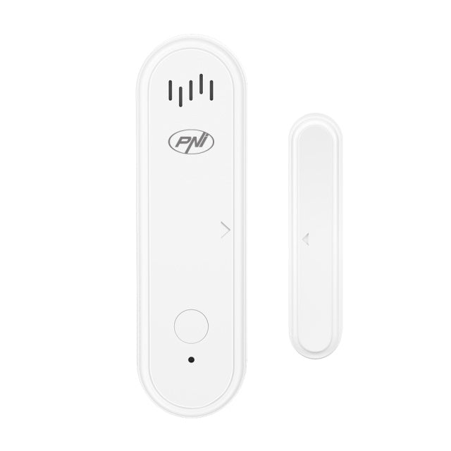 Contact magnetic PNI Safe House HS301 cu Wi-Fi, pentru monitorizare usi/ferestre prin aplicatia Tuya Smart, alarma sonora 80dB, difuzor incorporat, volum reglabil, functie armare/dezarmare, alimentare
