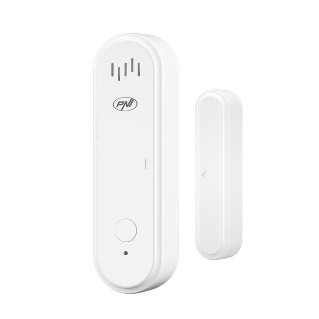 Contact magnetic PNI Safe House HS301 cu Wi-Fi, pentru monitorizare usi/ferestre prin aplicatia Tuya Smart, alarma sonora 80dB, difuzor incorporat, volum reglabil, functie armare/dezarmare, alimentare