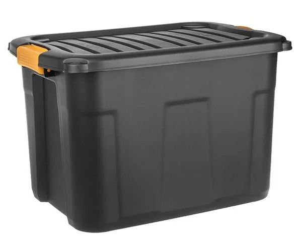 Cutie de Depozitare de Mare Rezistenta din Plastic Neagra 60l