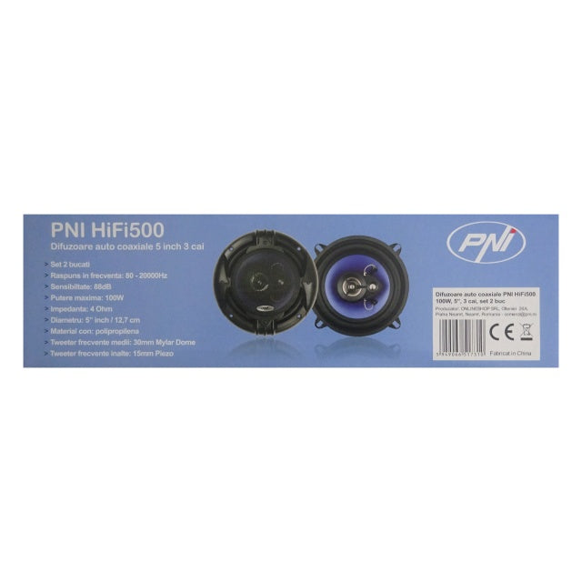 Difuzoare auto coaxiale PNI HiFi500, 100W, 12.7 cm, 3 cai, set 2 buc