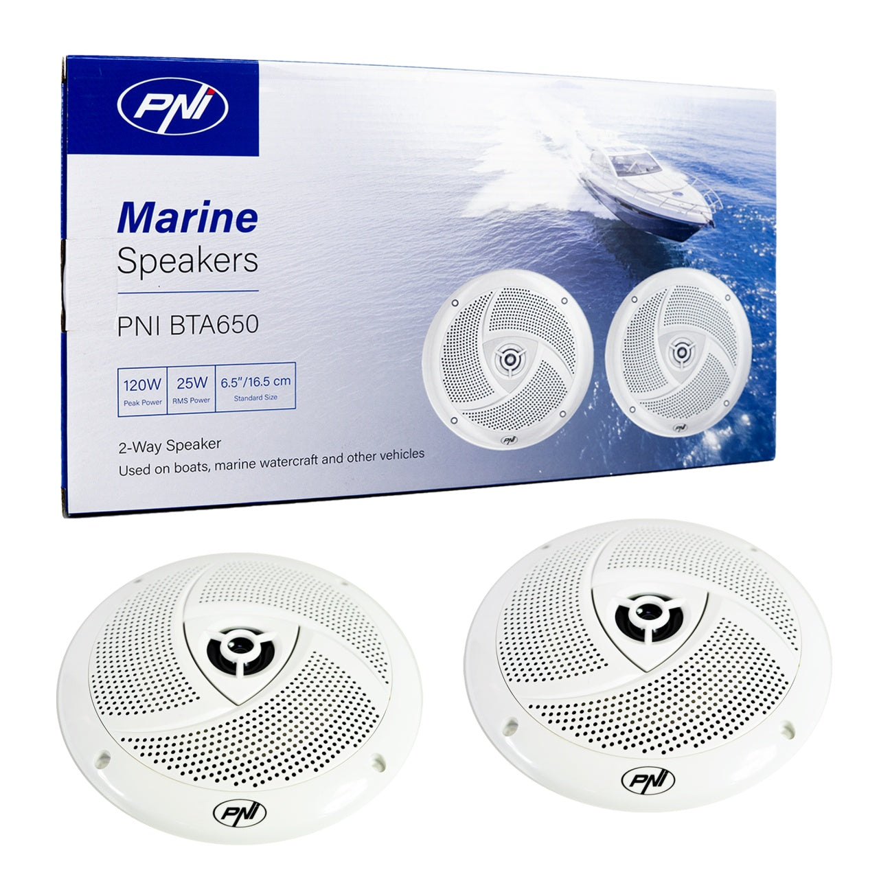 Difuzoare coaxiale pentru barci PNI BTA650 120W, 16.5 cm, set 2 buc