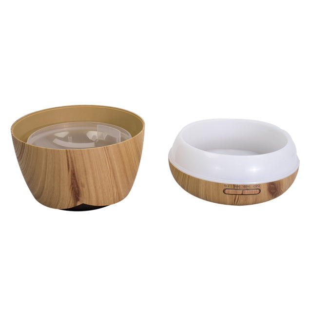 Difuzor aromaterapie PNI HU180 pentru uleiuri esentiale, cu ultrasunete, 400 ml, timer, 7 culori LED, inchidere automata, Wood Grain