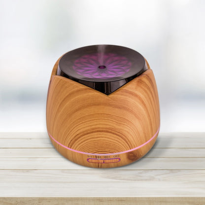 Difuzor aromaterapie PNI HU180 pentru uleiuri esentiale, cu ultrasunete, 400 ml, timer, 7 culori LED, inchidere automata, Wood Grain