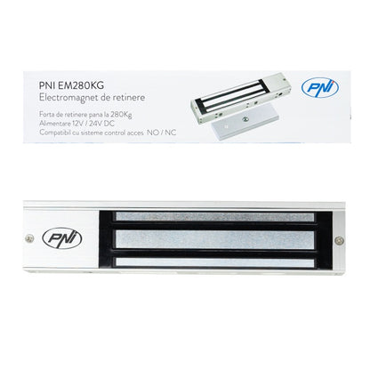 Electromagnet de retinere PNI EM280KG NO/NC/COM, forta de inchidere 280kg, alimentare 12V 24V