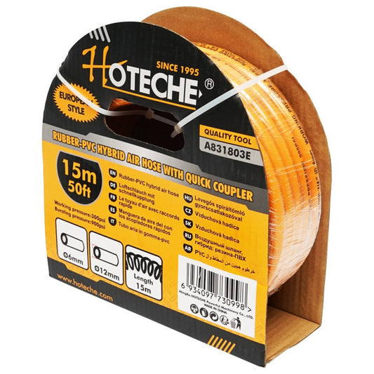 Furtun aer cauciuc -PVC , 15M cu cuple rapide
