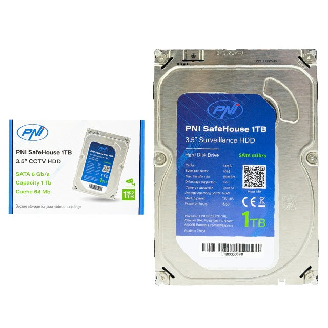 Hard Disk intern PNI SafeHouse 1TB, 3.5'' HDD, CCTV, 64MB, SATA III, 7200 RPM pentru sisteme de supraveghere