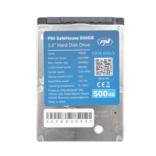 Hard Disk intern PNI SafeHouse 500GB 2.5'', SATA 6GB/s, capacitate 500GB, cache 128MB
