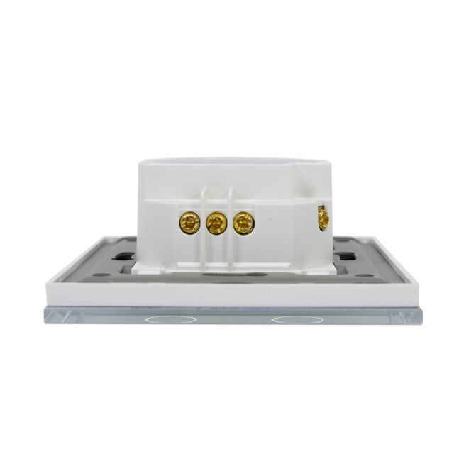 Intrerupator cap scara si cap cruce dublu cu touch PNI CS202W din sticla, alb cu LED indicator, 800W / intrerupator