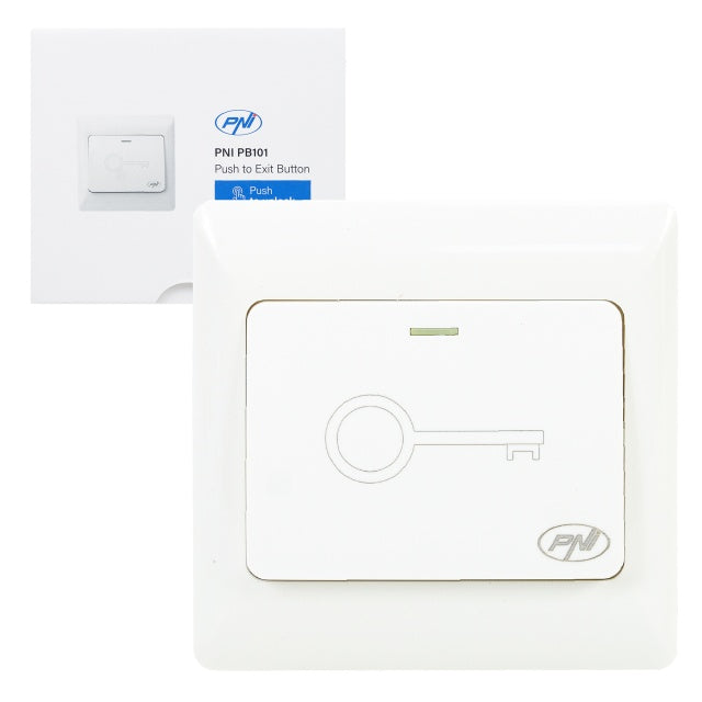 Intrerupator de acces incastrabil PNI PB101, contact iesire NO/COM, max. 36V 3A, alb