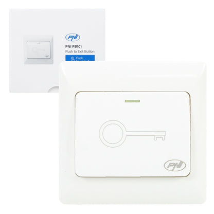 Intrerupator de acces incastrabil PNI PB101, contact iesire NO/COM, max. 36V 3A, alb