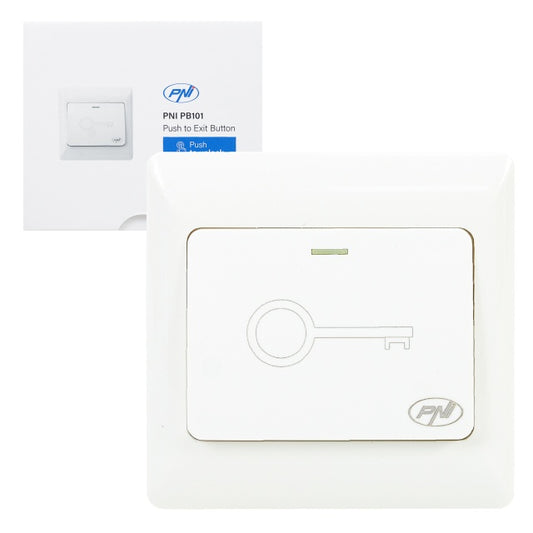 Intrerupator de acces incastrabil PNI PB101, contact iesire NO/COM, max. 36V 3A, alb