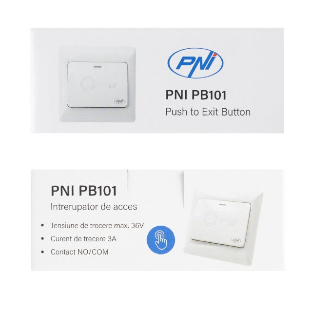 Intrerupator de acces incastrabil PNI PB101, contact iesire NO/COM, max. 36V 3A, alb