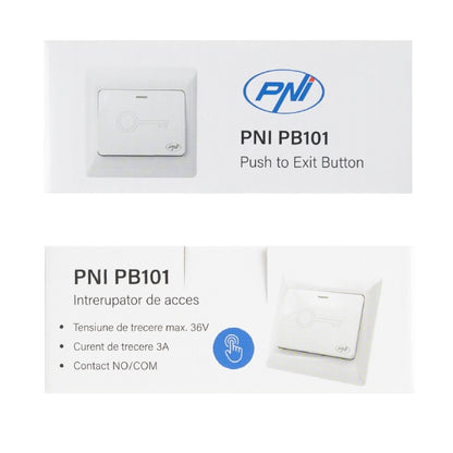 Intrerupator de acces incastrabil PNI PB101, contact iesire NO/COM, max. 36V 3A, alb