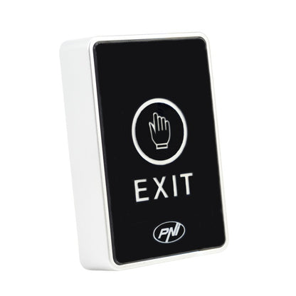 Intrerupator de acces PNI PB104, cu touch, montaj aplicat, NO/NC/COM, 12V/24V DC, LED stare, metalic, 5 fire