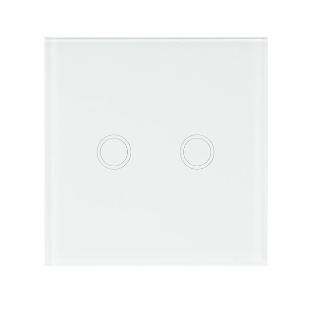 Intrerupator dublu cu touch PNI SH202 din sticla, alb cu LED indicator
