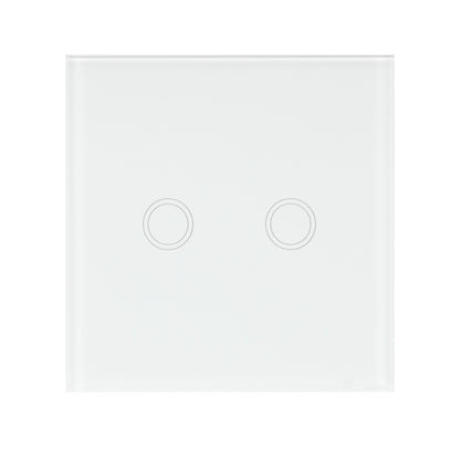 Intrerupator dublu cu touch PNI SH202 din sticla, alb cu LED indicator