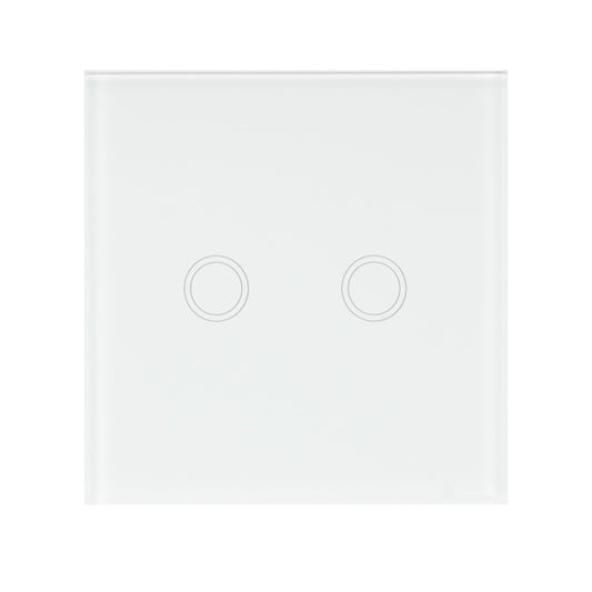 Intrerupator dublu cu touch PNI SH202 din sticla, alb cu LED indicator