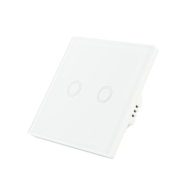 Intrerupator dublu cu touch PNI SH202 din sticla, alb cu LED indicator