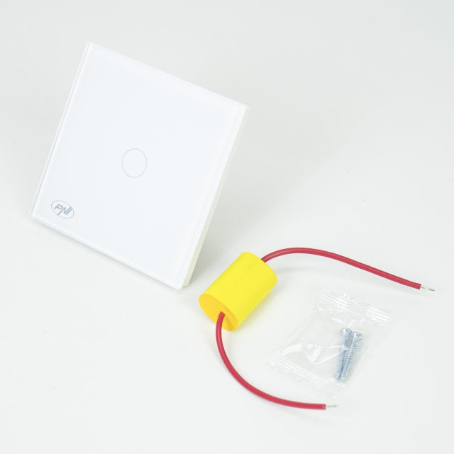 Intrerupator inteligent cu touch PNI SafeHome PT101L WiFi, 600W, control prin aplicatia Tuya Smart, compatibil cu Alexa si Google Assistant - Live Wire, fara nul