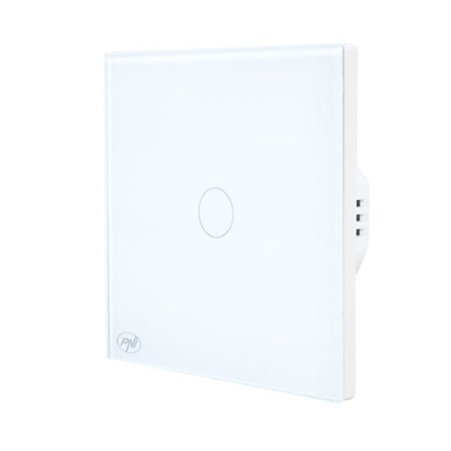 Intrerupator inteligent cu touch PNI SafeHome PT101L WiFi, 600W, control prin aplicatia Tuya Smart, compatibil cu Alexa si Google Assistant - Live Wire, fara nul