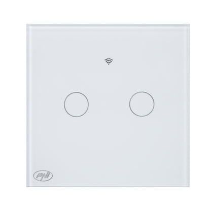 Intrerupator inteligent cu touch PNI SafeHome PT202L WiFi, 10A, control prin aplicatia Tuya Smart, compatibil cu Alexa si Google Assistant - Live Wire, fara nul