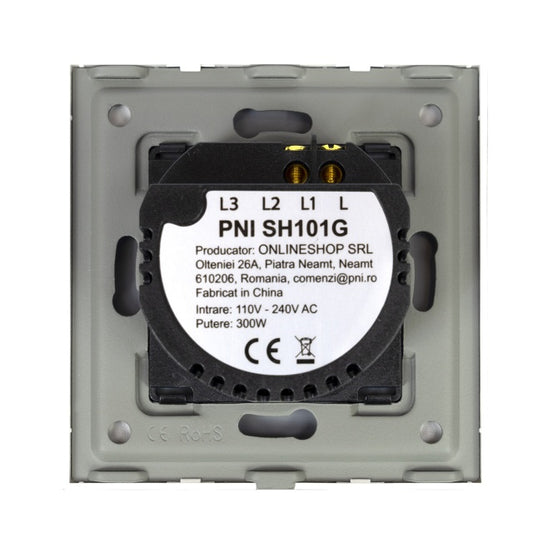 Intrerupator simplu cu touch PNI SH101G din sticla, Gold cu LED indicator culoare auriu