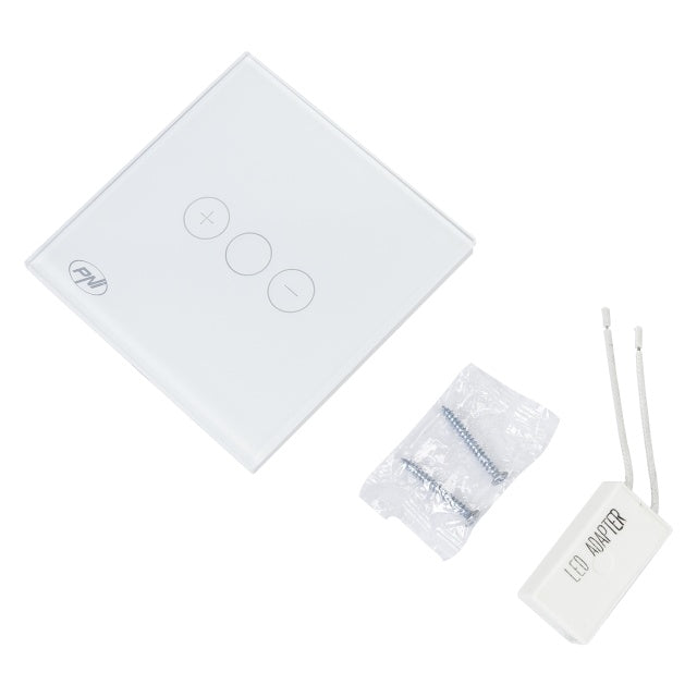 Intrerupator simplu cu touch si dimmer PNI SafeHome DIM101, 1X700W, Live Wire, fara nul, sticla dimabil
