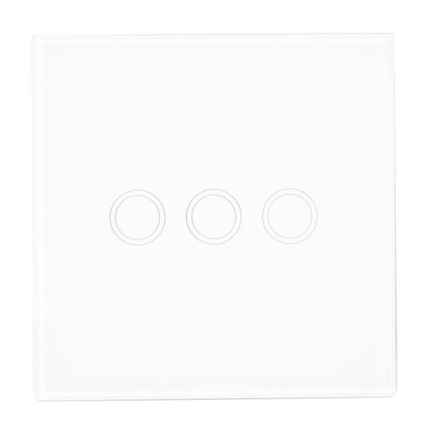 Intrerupator triplu cu touch PNI SH303 din sticla, alb cu LED indicator