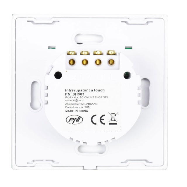 Intrerupator triplu cu touch PNI SH303 din sticla, alb cu LED indicator