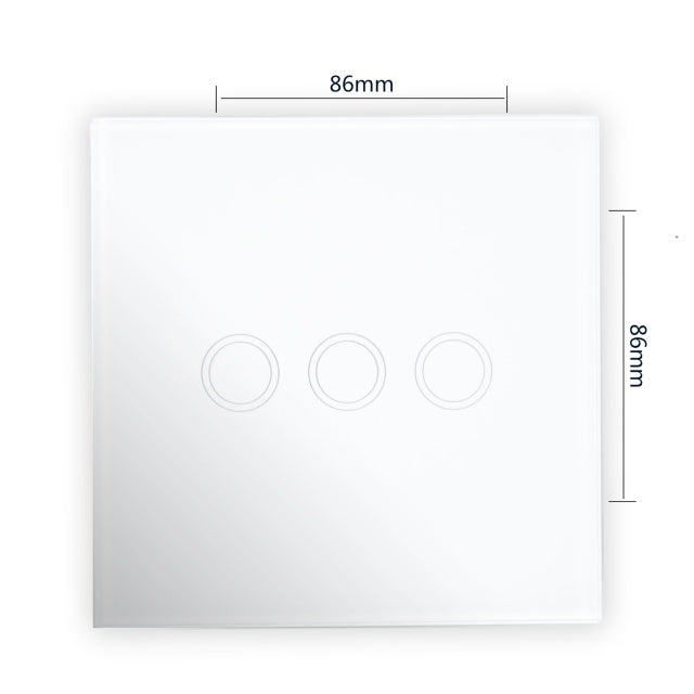 Intrerupator triplu cu touch PNI SH303 din sticla, alb cu LED indicator