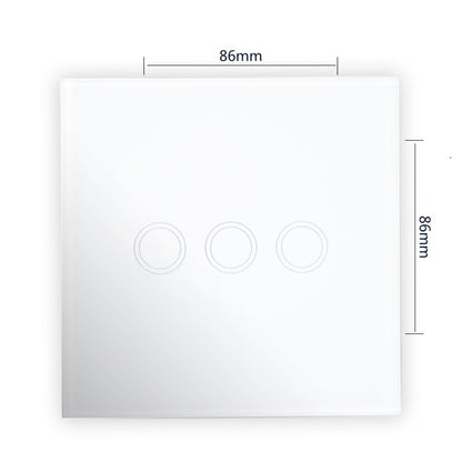 Intrerupator triplu cu touch PNI SH303 din sticla, alb cu LED indicator
