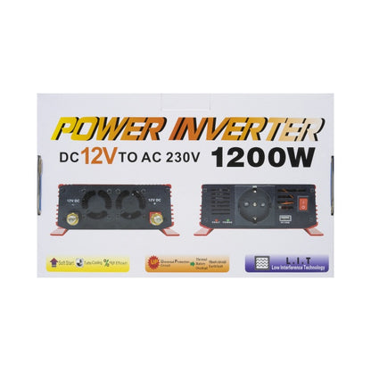Invertor de tensiune PNI L1200W alimentare 12V iesire 230V