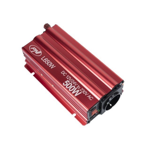 Invertor de tensiune PNI L650W alimentare duala 12V/24V, iesire 230V, 500W, sinus modificat, mufa USB 5V 500mAh, cu clesti alimentare si mufa de bricheta inclusa
