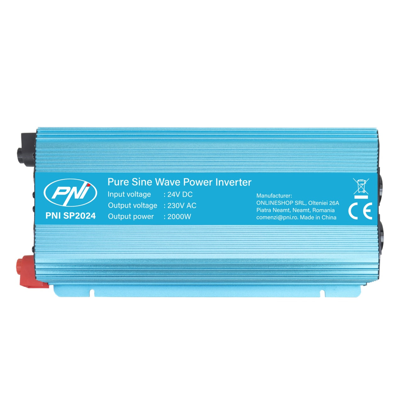 Invertor de tensiune PNI SP2024 alimentare 24V iesire 230V 2000W sinusoida pura