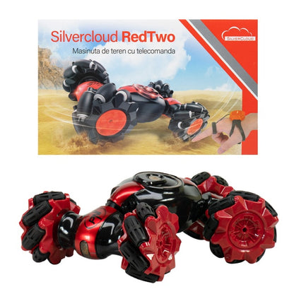 Jucarie masinuta de teren Silvercloud RedTwo, cu telecomanda si controler gestual, schimbare forma, acumulator de rezerva 500mAh inclus, rosu