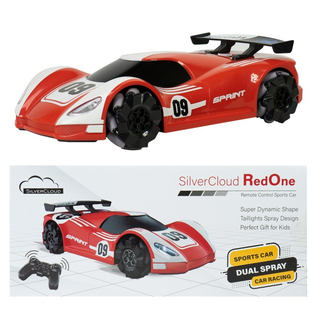 Jucarie masinuta sport Silvercloud RedOne cu telecomanda, cu efect "fum" si LED-uri, acumulator de rezerva 1500mAh, miscari omnidirectionale, rosu