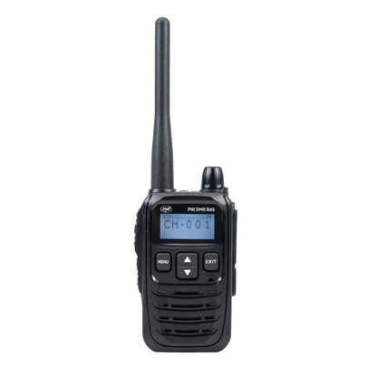 Kit 2 statii radio portabile PNI DMR R45, digital si analogic, 446MHz, 16 canale digitale si 99 canale analogice, functie inregistrare voce, baterie Li-Ion 2000mAh