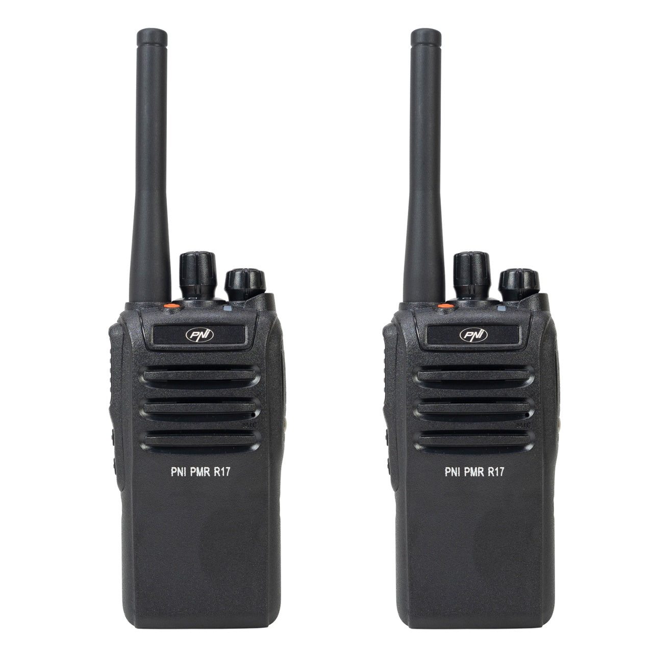 Kit 2 statii radio portabile PNI PMR R17 446MHz, 0.5W, 16 canale PMR si tonuri 50 CTCSS si 104 DCS, programabila, Li-Ion 2200 mAh, IP68