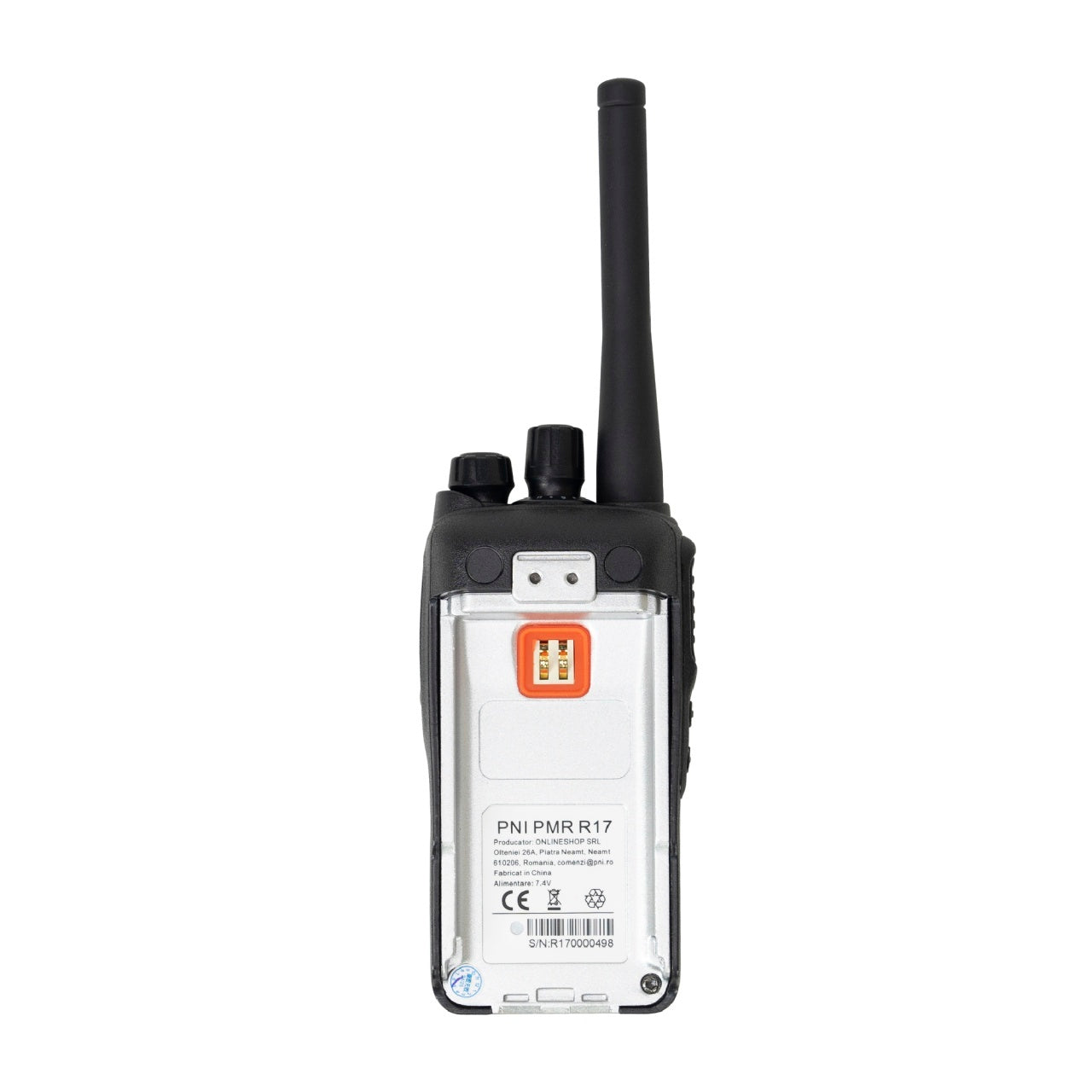 Kit 2 statii radio portabile PNI PMR R17 446MHz, 0.5W, 16 canale PMR si tonuri 50 CTCSS si 104 DCS, programabila, Li-Ion 2200 mAh, IP68