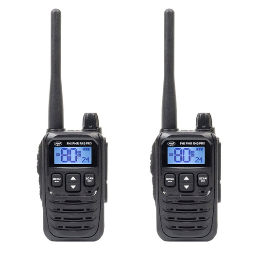 Kit 2 statii radio portabile PNI PMR R45 PRO 446MHz, 0.5W, 99CH programabile, 16 PMR, VOX, TOT, BCL, Scan, Roger Beep