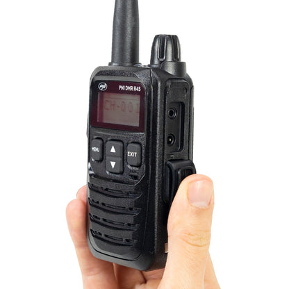 Kit 4 statii radio portabile PNI DMR R45, digital si analogic, 446MHz, 16 canale digitale si 99 canale analogice, functie inregistrare voce, baterie Li-Ion 2000mAh