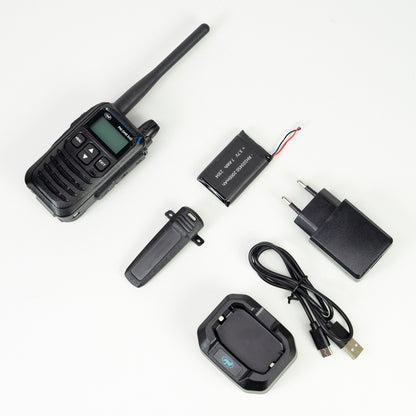 Kit 4 statii radio portabile PNI DMR R45, digital si analogic, 446MHz, 16 canale digitale si 99 canale analogice, functie inregistrare voce, baterie Li-Ion 2000mAh