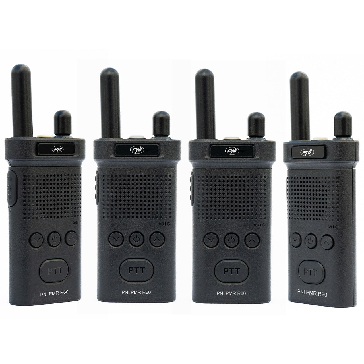 Kit 4 statii radio portabile PNI PMR R60 446MHz, 0.5W, 16 canale programabile, 16 PMR si tonuri 50 CTCSS si 104 DCS, Scan, blocare taste, SOS, Monitor, acumulator 1200mAh