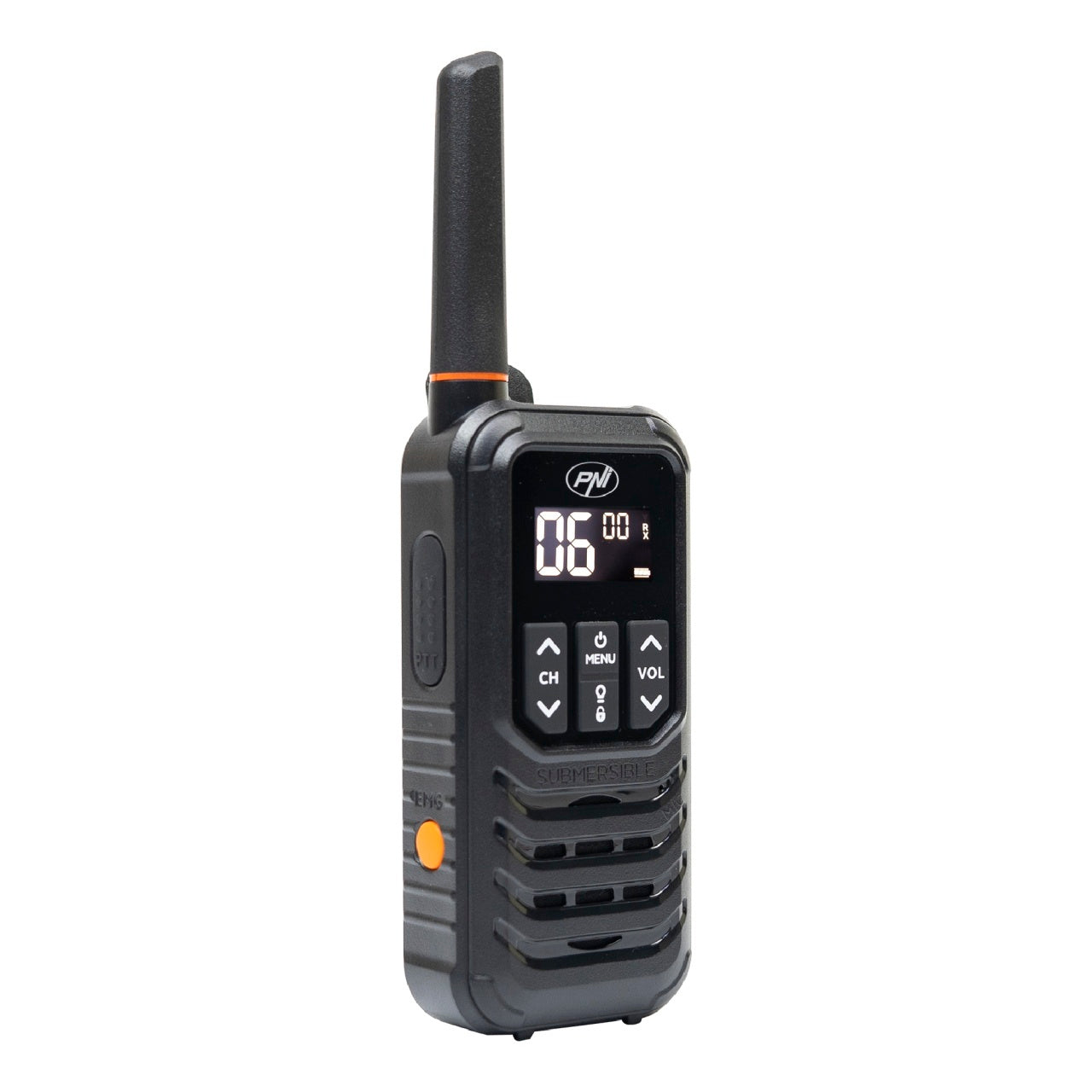 Kit 4 statii radio portabile PNI PMR R80 PRO 0.5W, 16 canale, Waterproof IP67, cu lanterna LED, buton SOS, VOX, USB-C