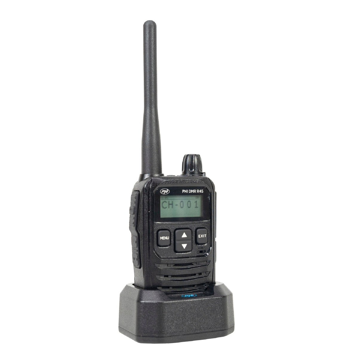 Kit 6 statii radio portabile PNI DMR R45, digital si analogic, 446MHz, 16 canale digitale si 99 canale analogice, functie inregistrare voce, baterie Li-Ion 2000mAh