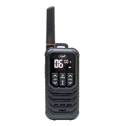 Kit 6 statii radio portabile PNI PMR R80 PRO 0.5W, 16 canale, Waterproof IP67, cu lanterna LED, buton SOS, VOX, USB-C